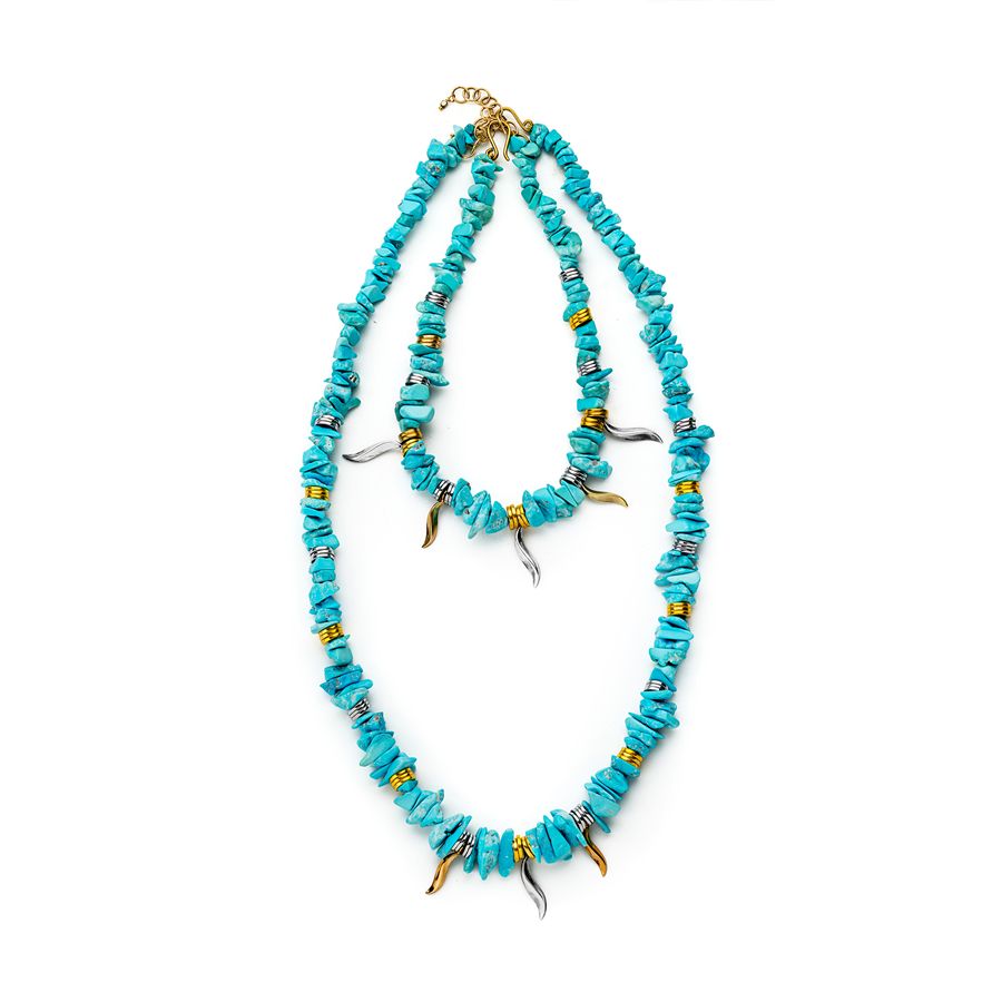Collana girocollo in turchese ed ematite FLAME | CL EMATTURCH CORTA